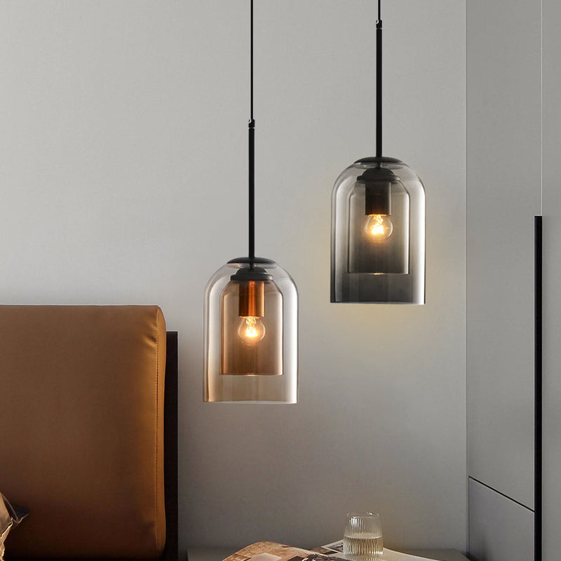 Mica Mid-Century Pendant Lamps with Double Glass