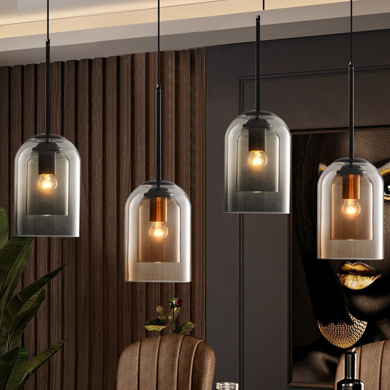 Mica Mid-Century Pendant Lamps with Double Glass