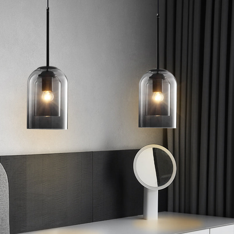 Mica Mid-Century Pendant Lamps with Double Glass