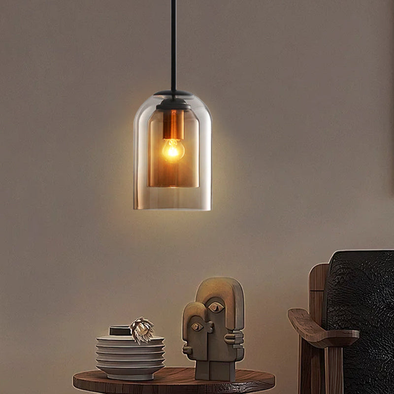 Mica Mid-Century Pendant Lamps with Double Glass
