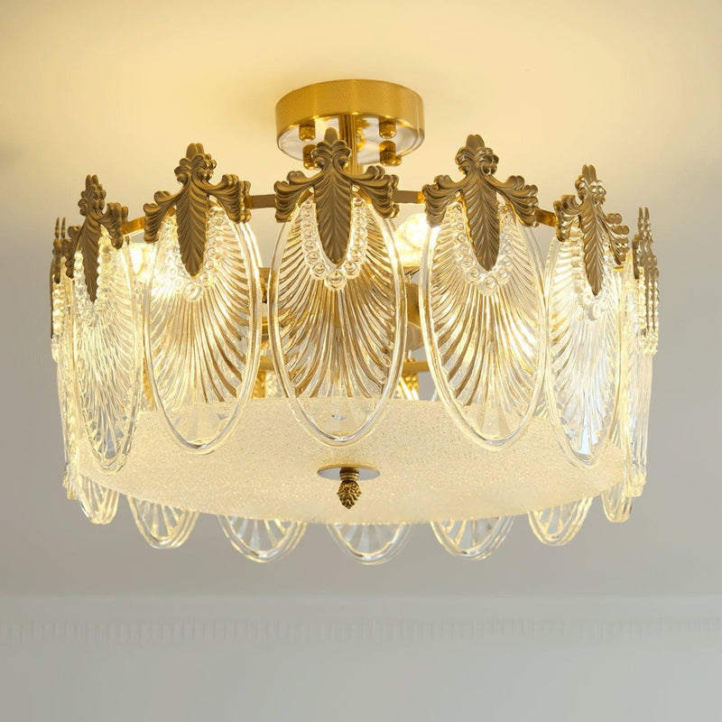 Decorative Pattern Glass Round Chandelier