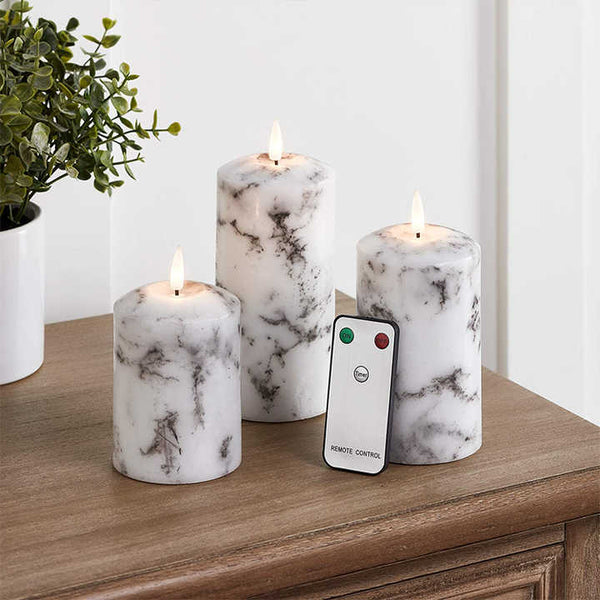 Candlylight™ | Set de 3 Bougies LED Marble