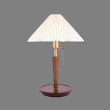 Vintage Pleated Wood Table Lamp