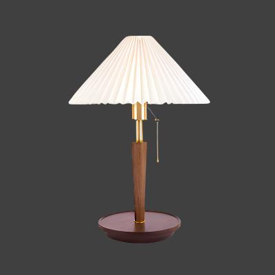 Vintage Pleated Wood Table Lamp