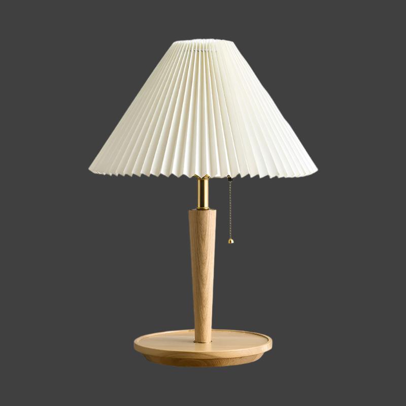 Vintage Pleated Wood Table Lamp