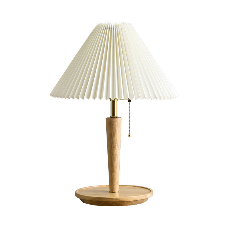 Vintage Pleated Wood Table Lamp