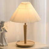 Vintage Pleated Wood Table Lamp