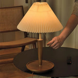 Vintage Pleated Wood Table Lamp