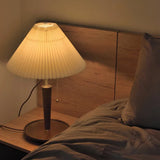 Vintage Pleated Wood Table Lamp