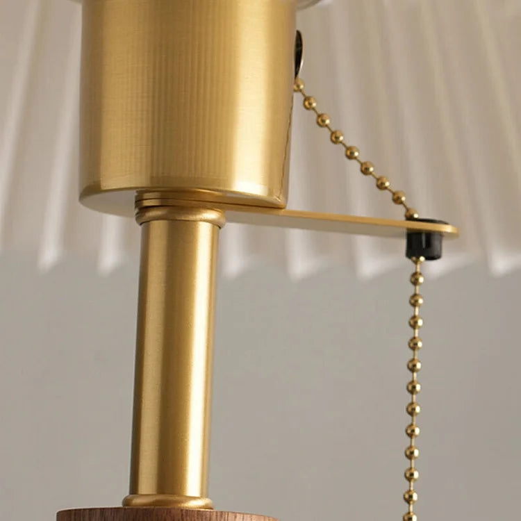 Vintage Pleated Wood Table Lamp