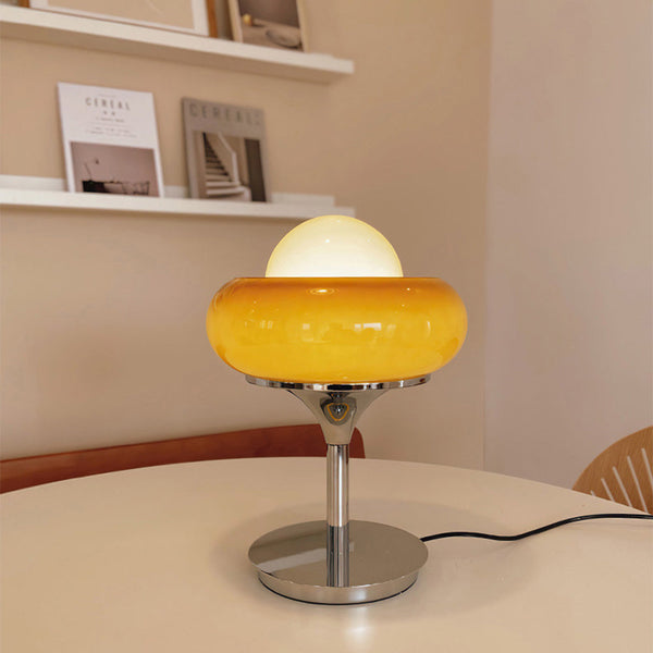 Vintage Bauahus Glass Yellow Table Lamp